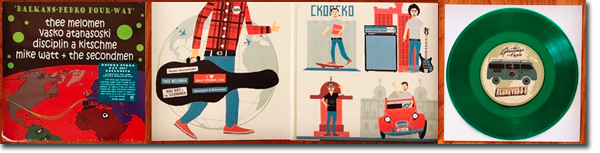 balkans-pedro four-way ep cover, open gatefold + green vinyl 'balkans-pedro four-way ep cover, open gatefold + green vinyl