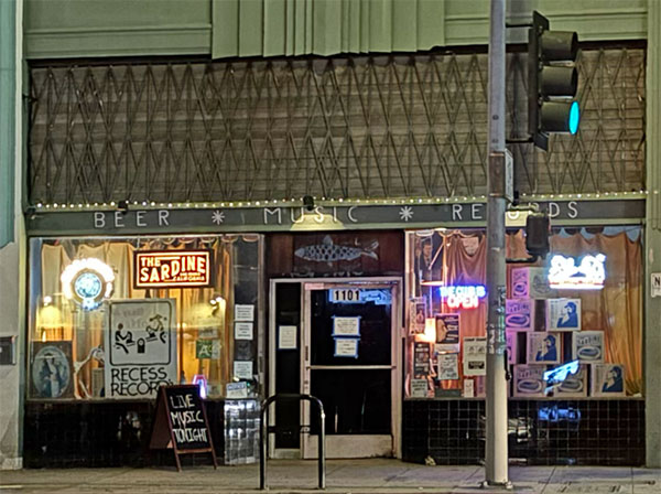 outside 'the sardine' in san pedro, ca on march 13, 2025