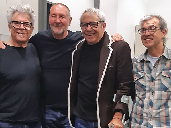 stephen hodges, marc riley, mike watt + mike baggetta (l to r) at bbc6 in salford - photo by hiyori minato