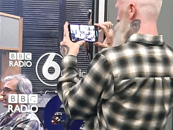 phil hartley filming mike baggetaa on marc riley's bbc6 show - photo by hiyori minato