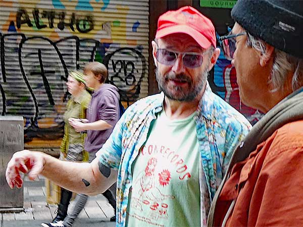 robyn g shiels + mike baggetta (l to r) near 'voodoo' in belfast