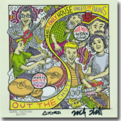 cover of 'out the chute' / 'my head is my only house unless it rains' lathe-cut seven inch. art by scott aicher cover of 'out the chute' / 'my head is my only house unless it rains' lathe-cut seven inch. art by scott aicher